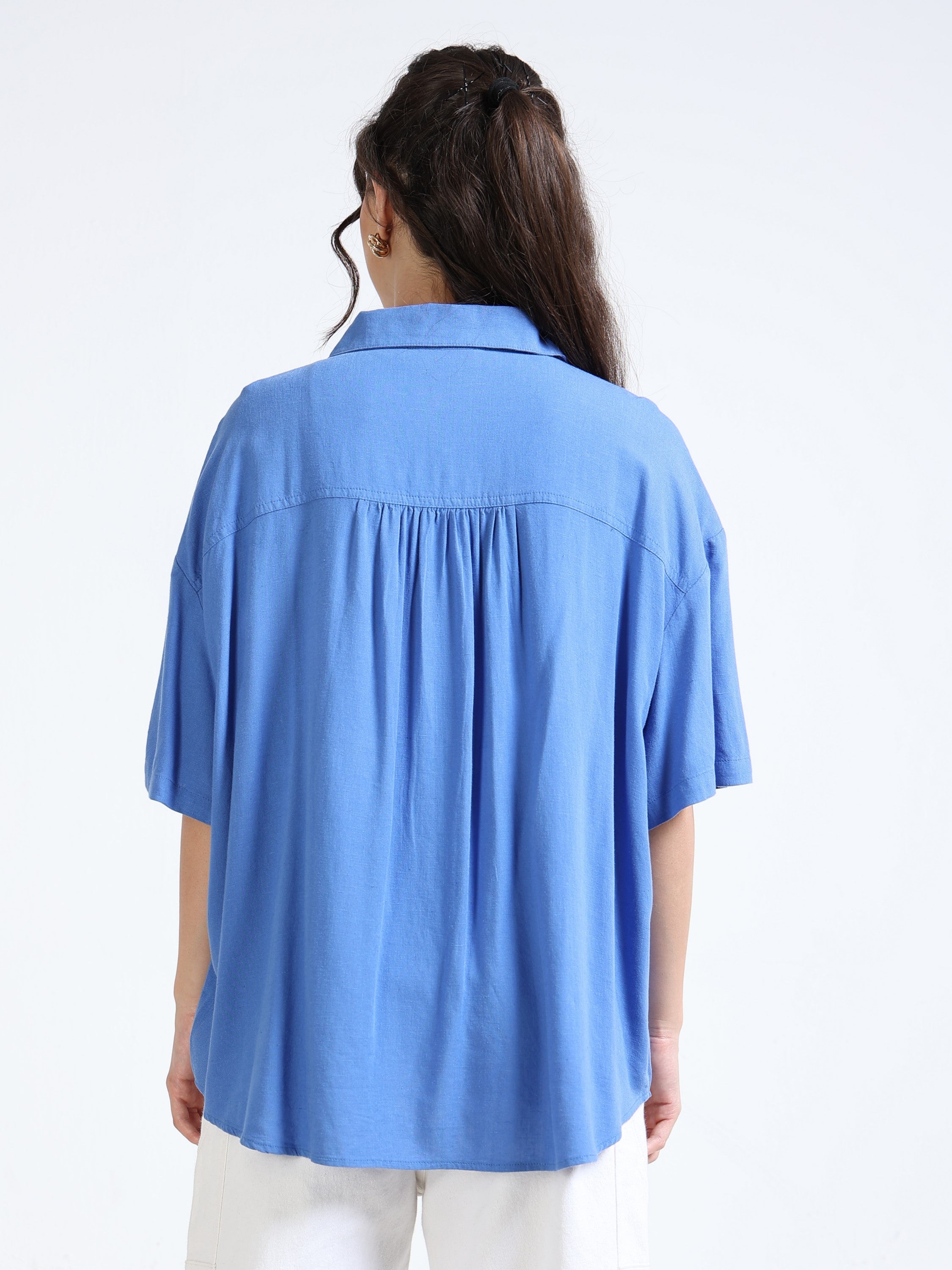 Women Blue Oversized Shirt