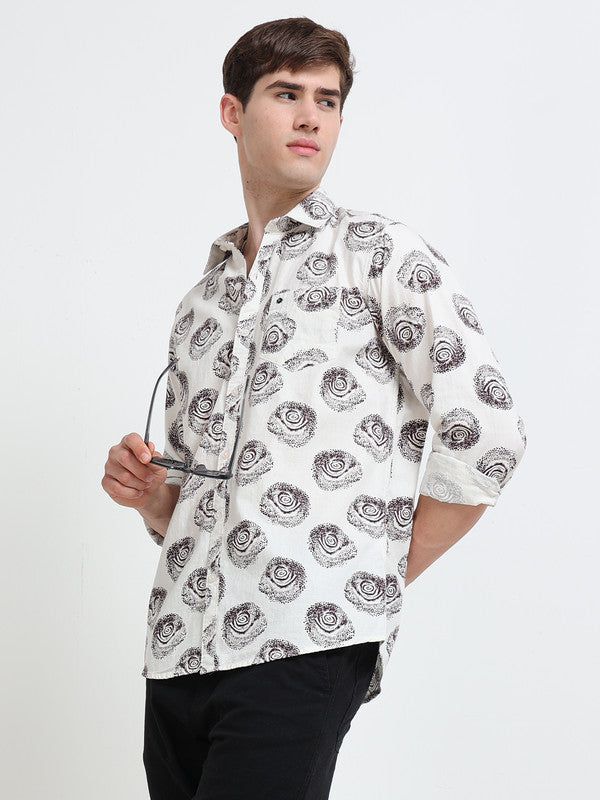 Men Off White Casual Shirt