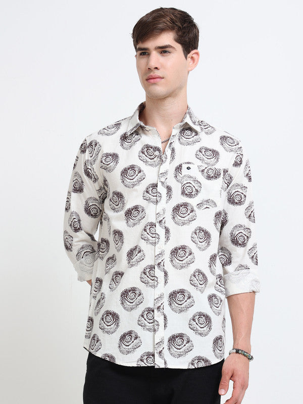 Men Off White Casual Shirt