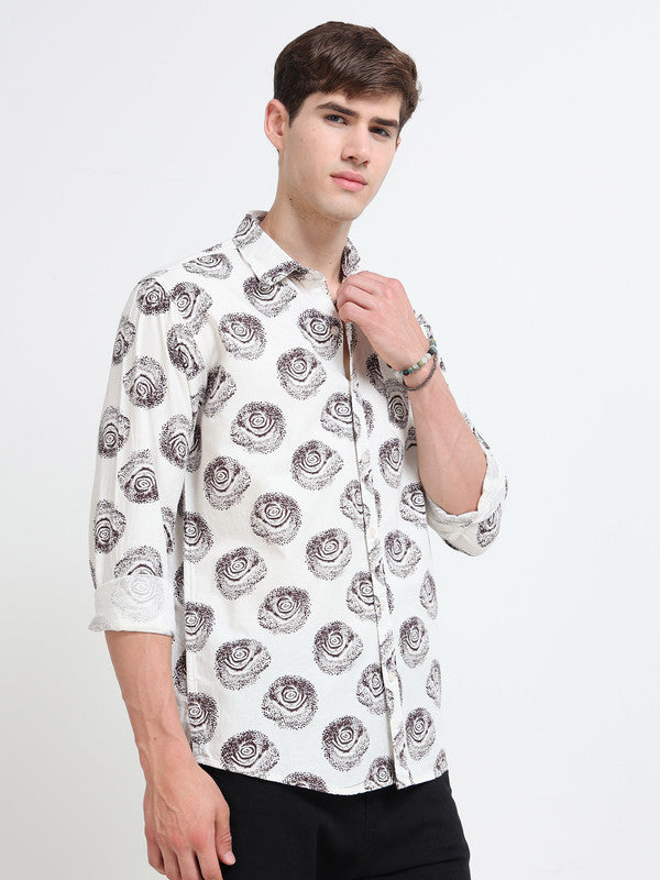 Men Off White Casual Shirt