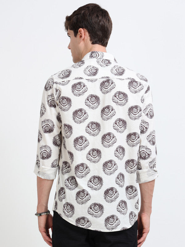 Men Off White Casual Shirt