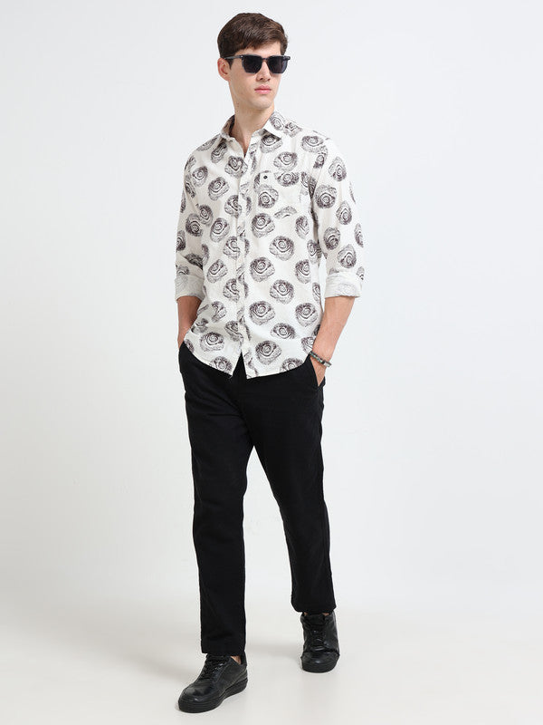 Men Off White Casual Shirt