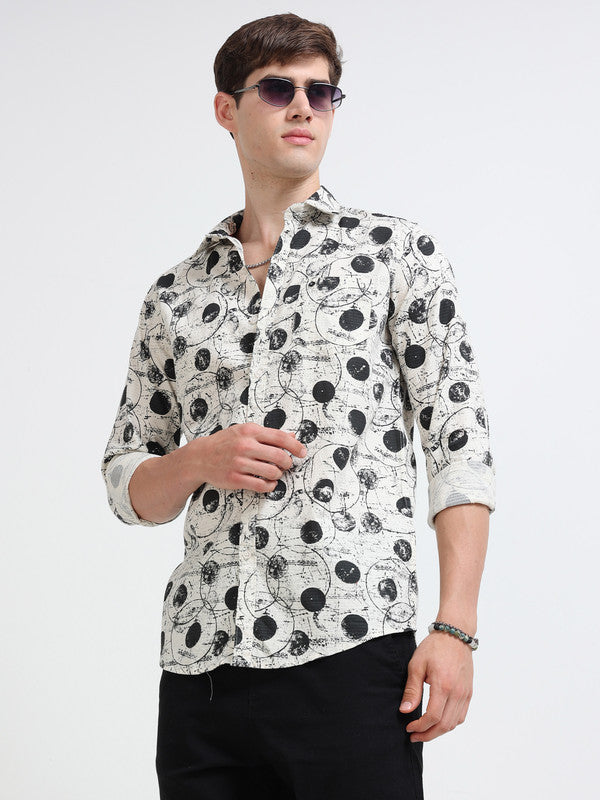 Men Off White Casual Shirt