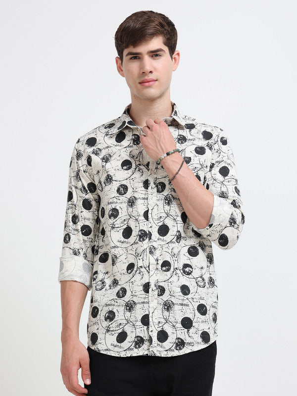 Men Off White Casual Shirt