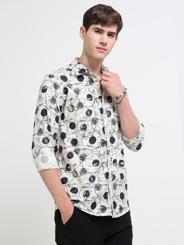Men Off White Casual Shirt