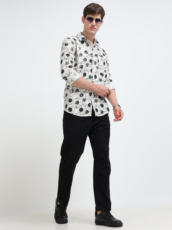Men Off White Casual Shirt