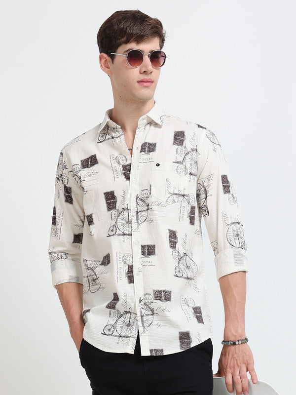 Men Off White Casual Shirt