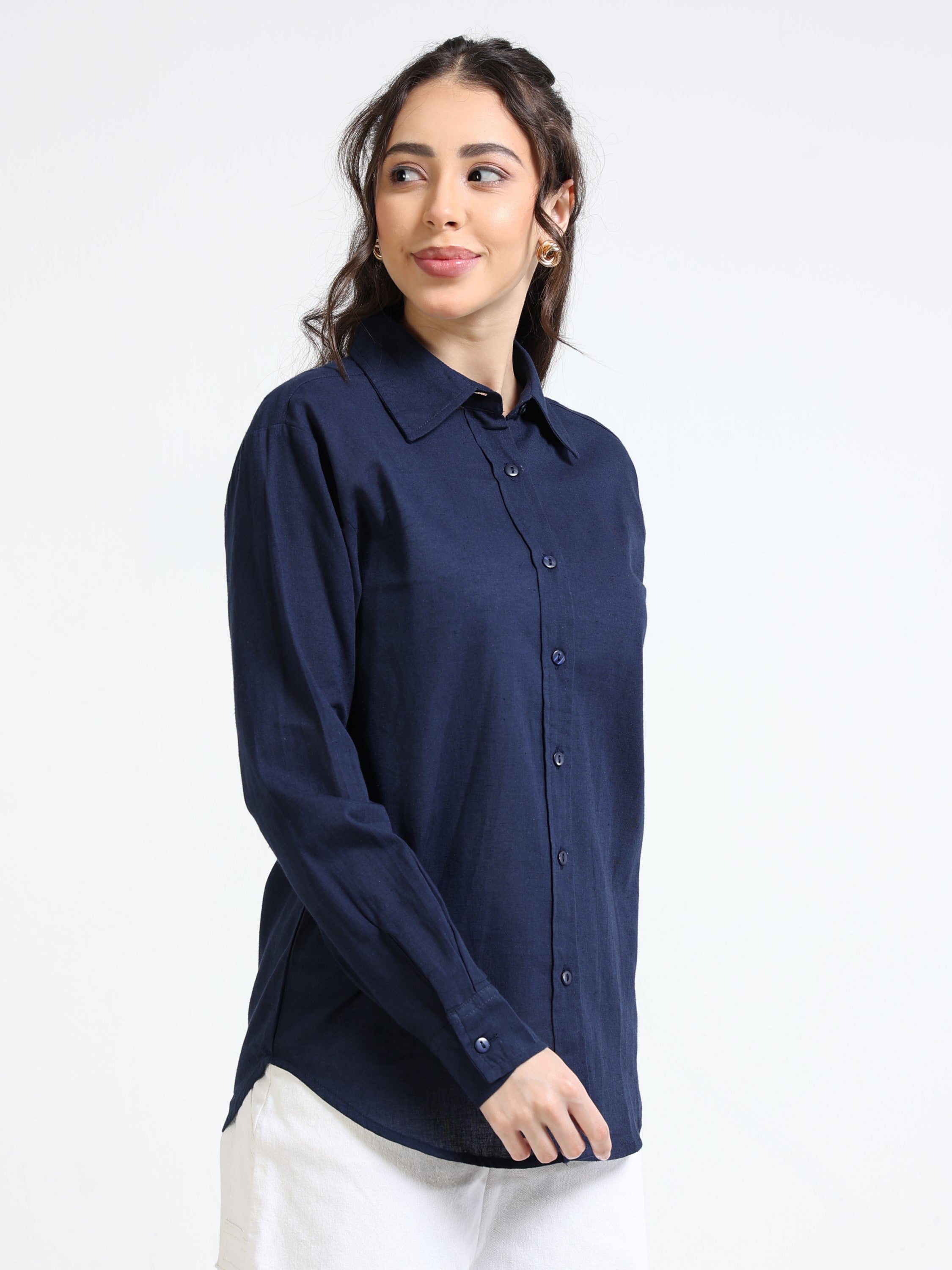Women Navy Regular Fit Shirt