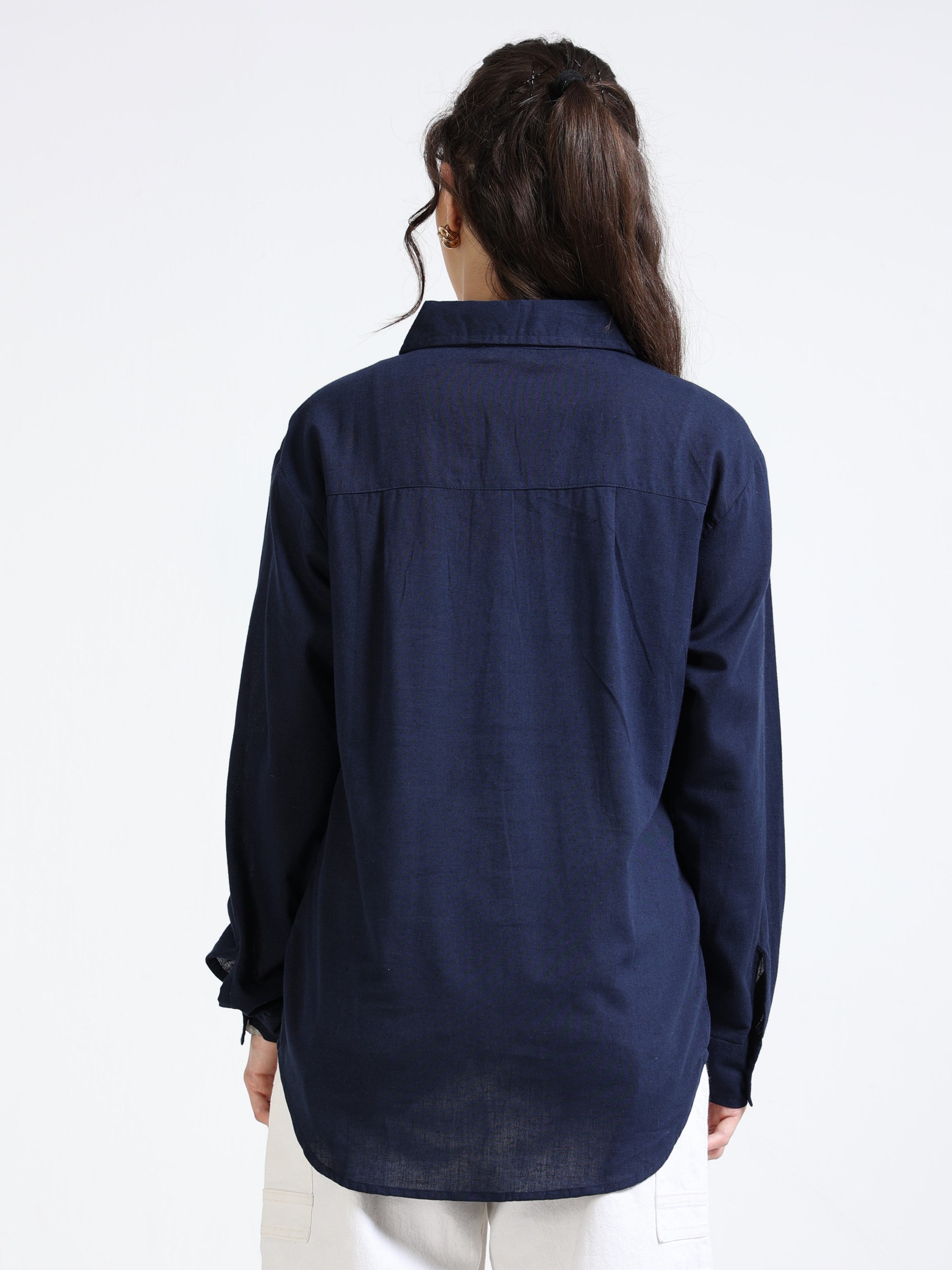 Women Navy Regular Fit Shirt