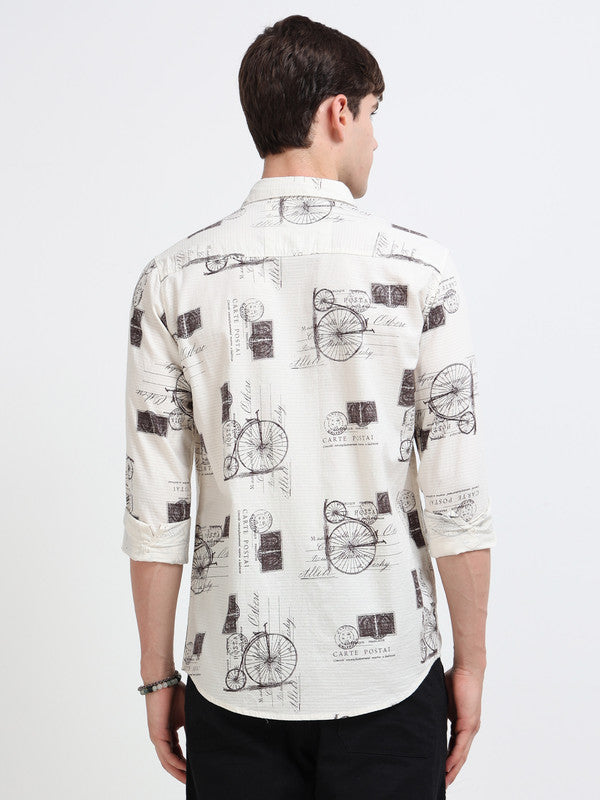 Men Off White Casual Shirt
