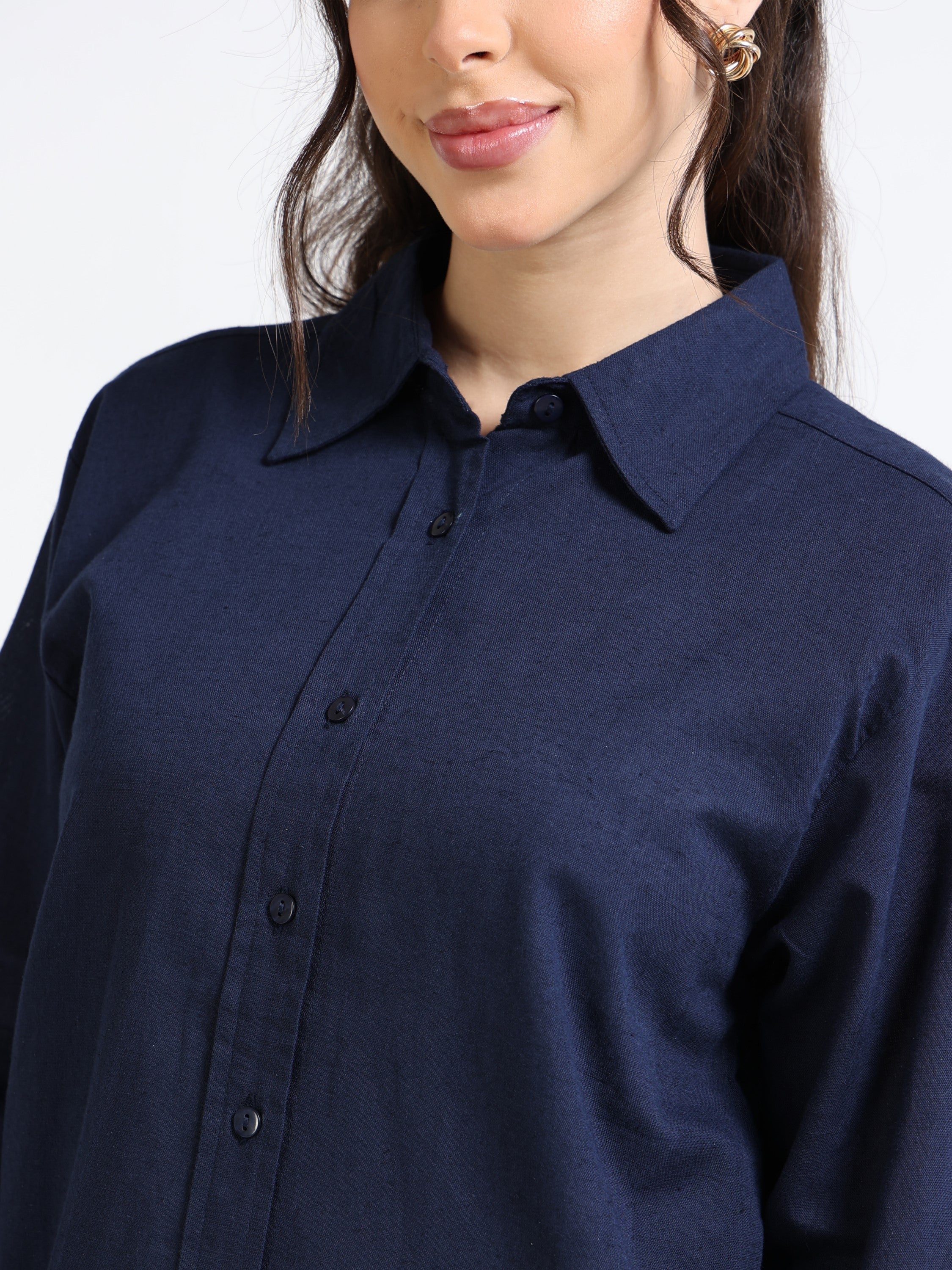 Women Navy Regular Fit Shirt