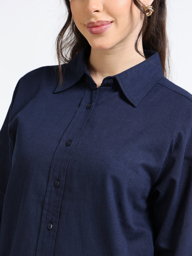 Women Navy Regular Fit Shirt