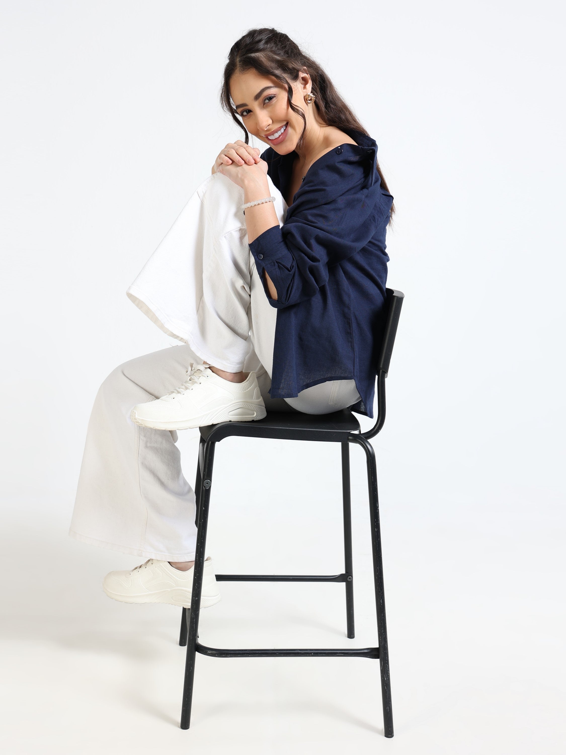 Women Navy Regular Fit Shirt