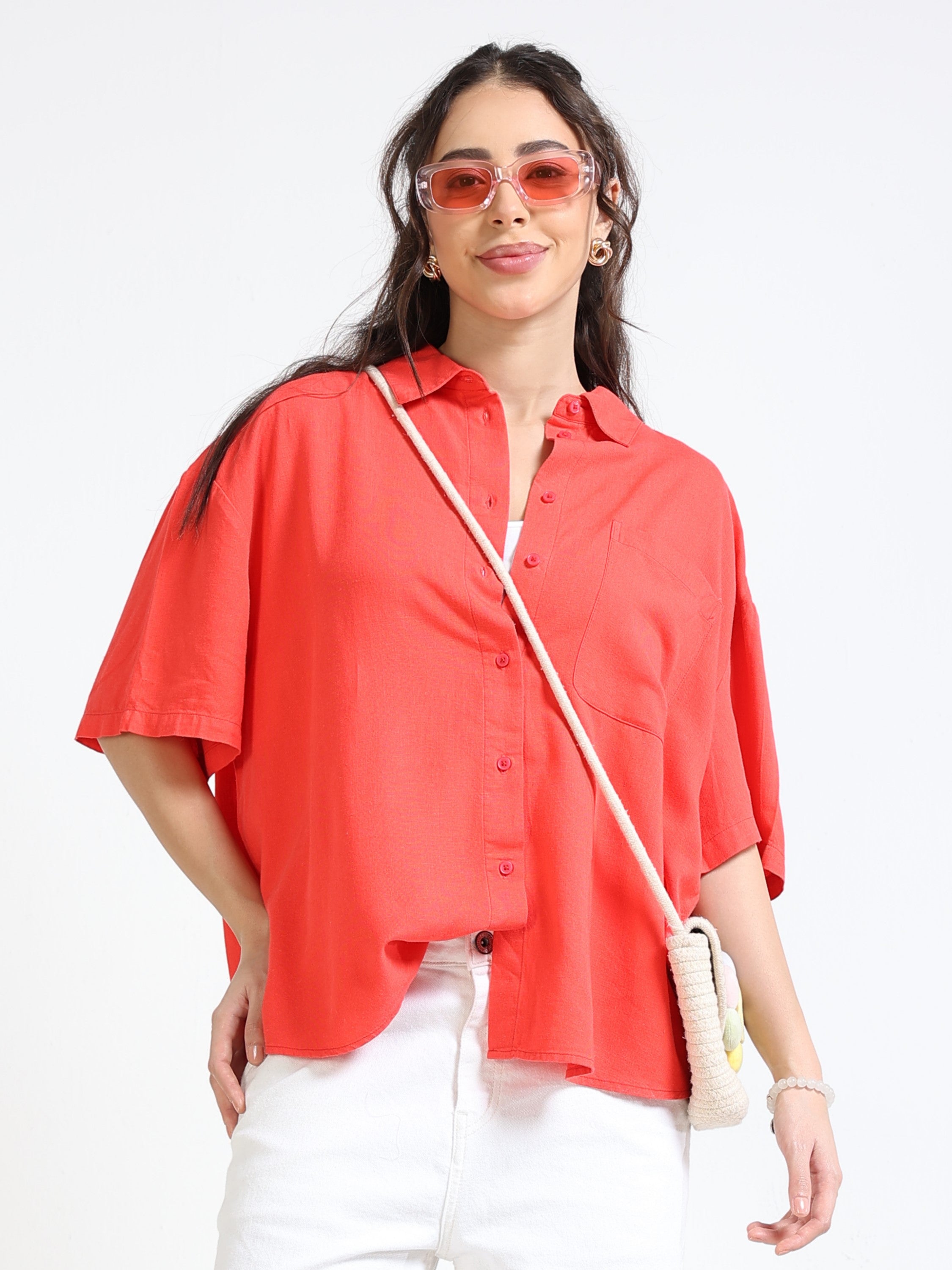 Women Solid Oversized Shirt