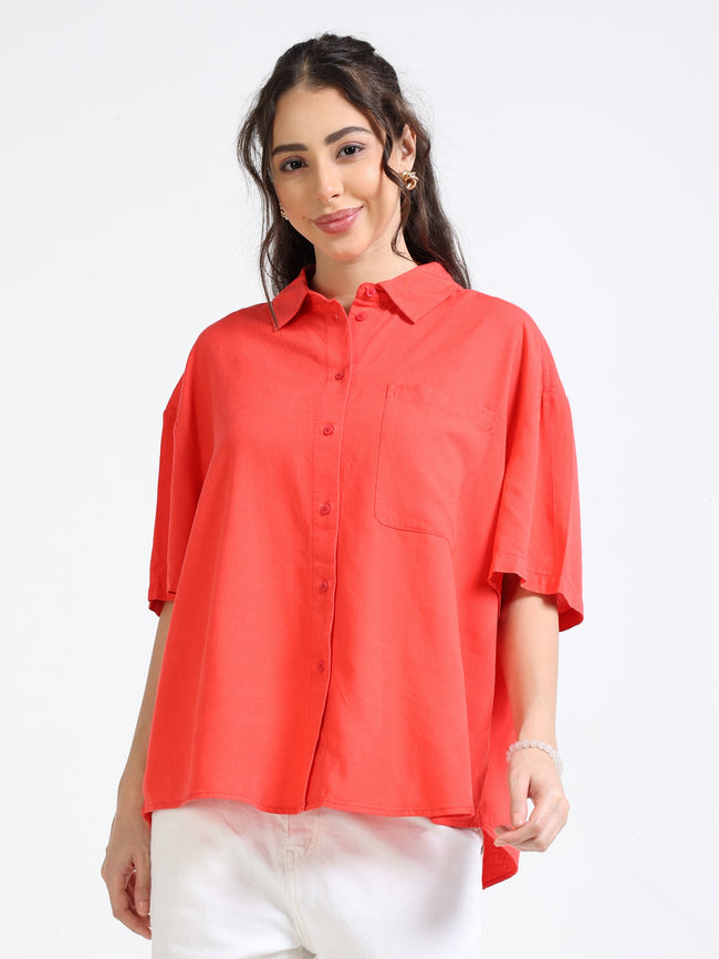 Women Solid Oversized Shirt