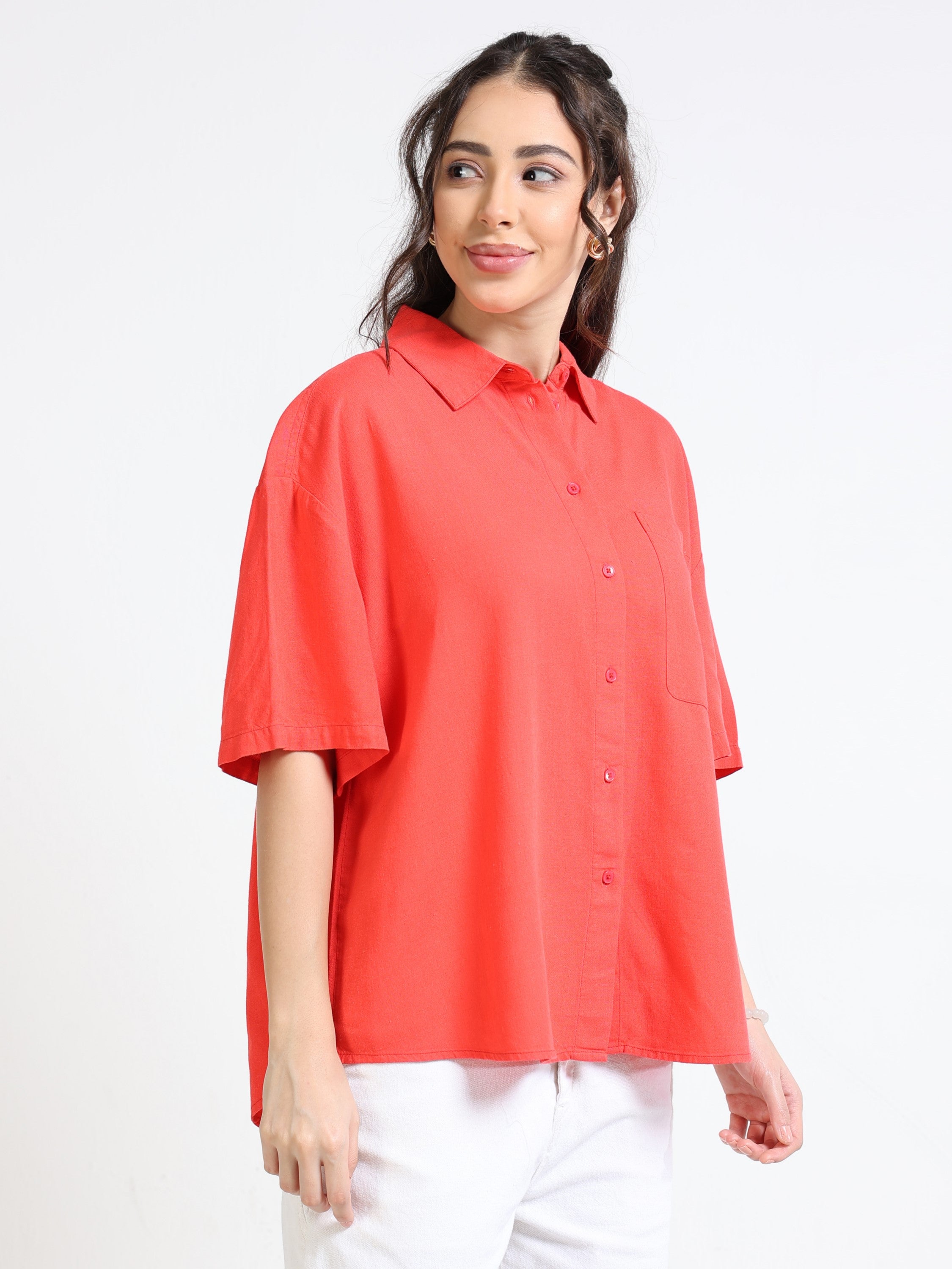 Women Solid Oversized Shirt
