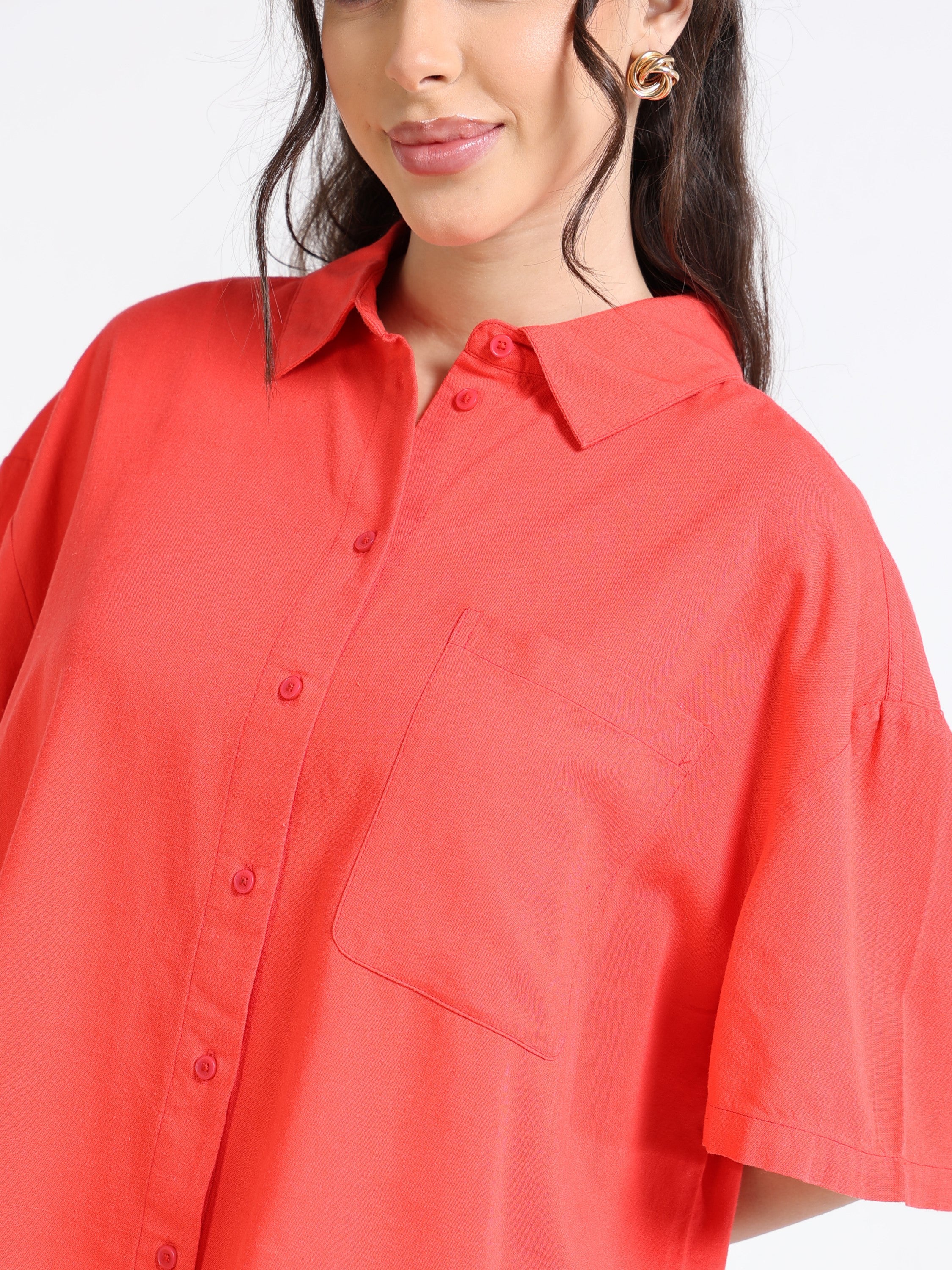 Women Solid Oversized Shirt