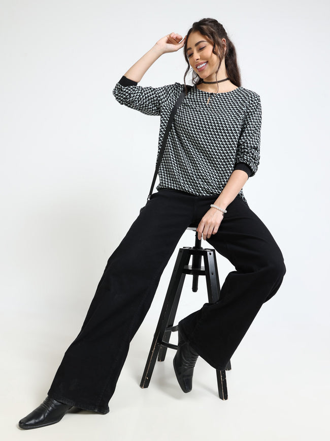 Women Blue Geometrical Print Top