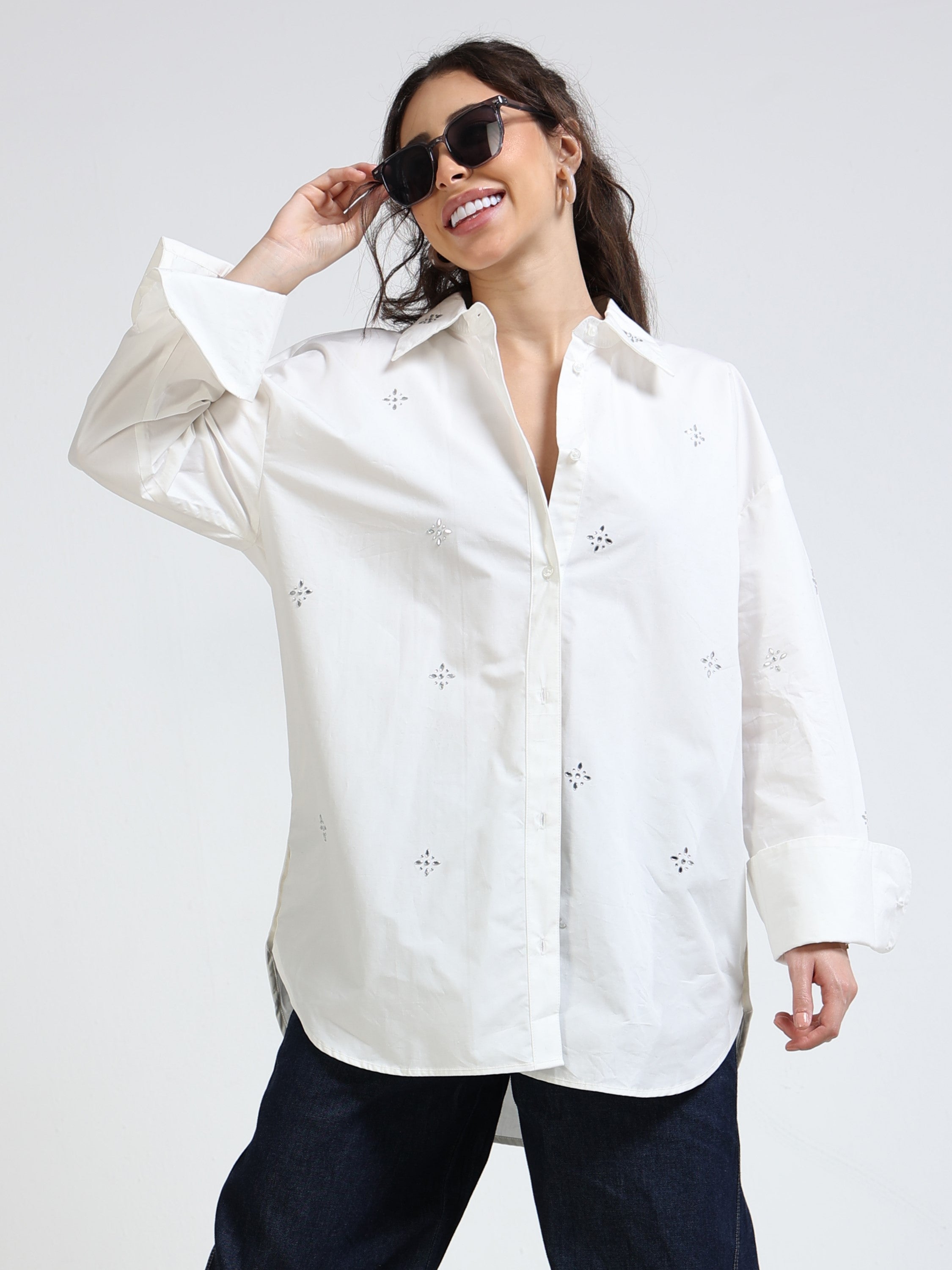 Women Embellished Oversized Shirt