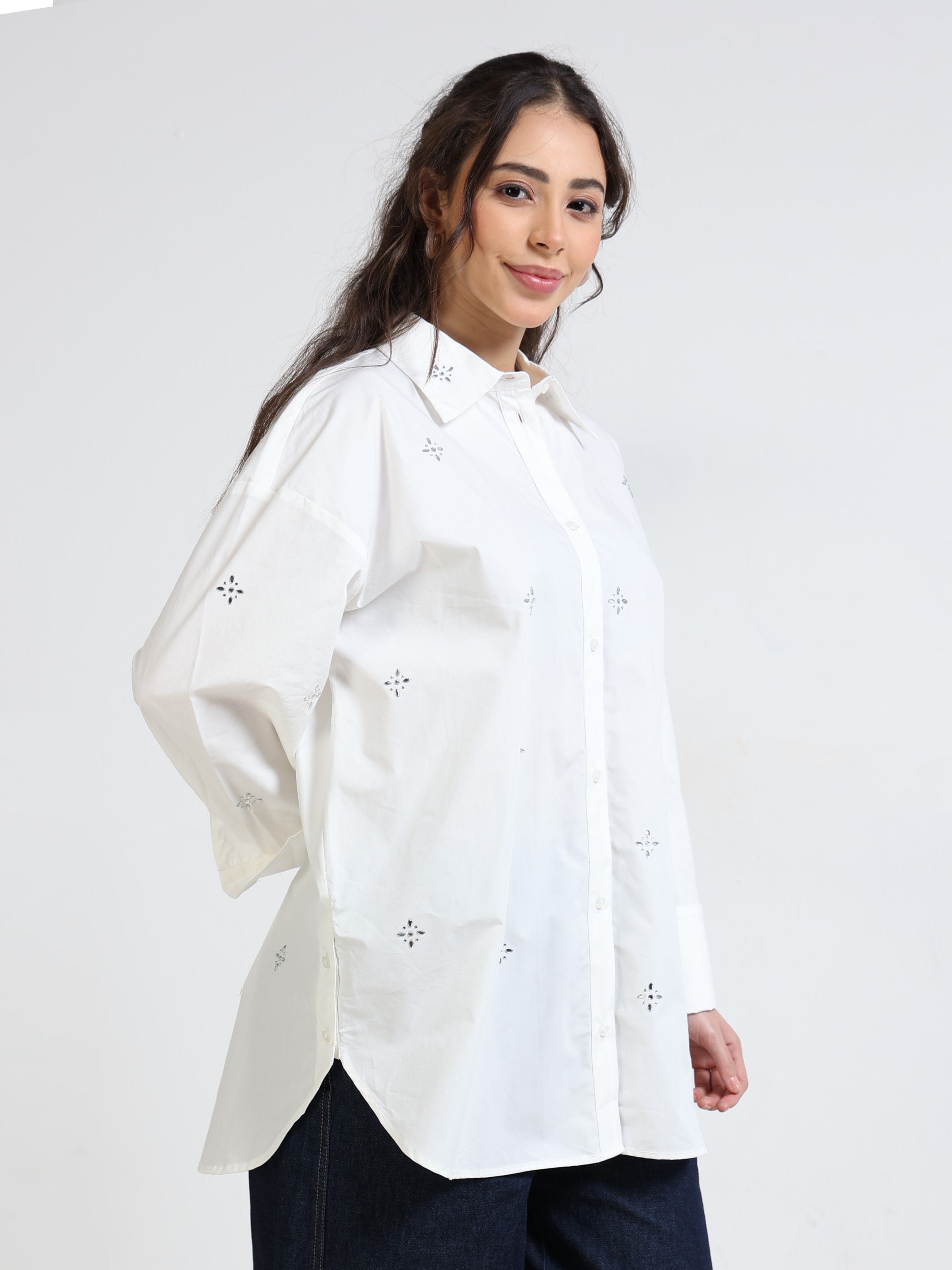 Women Embellished Oversized Shirt