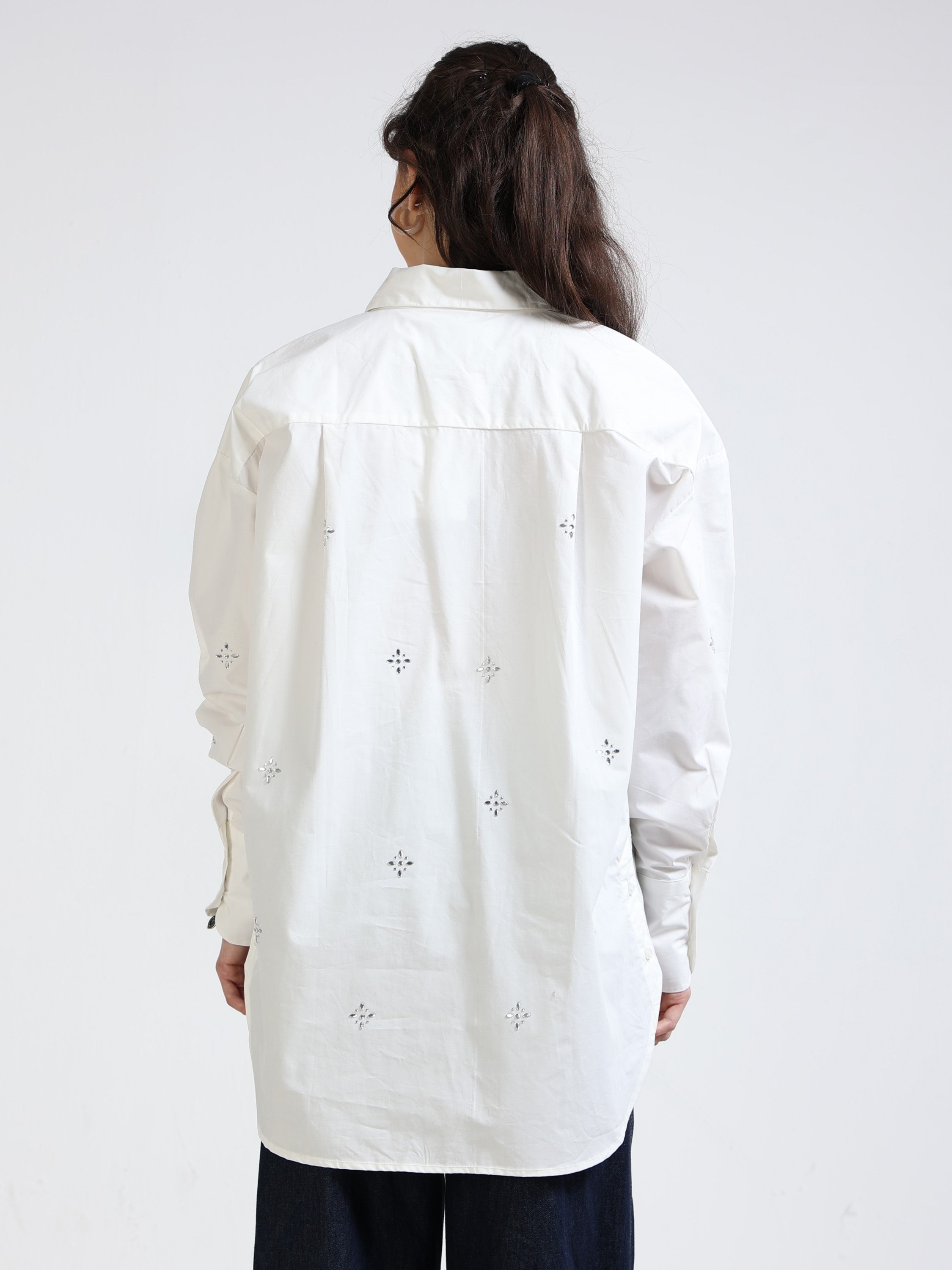 Women Embellished Oversized Shirt