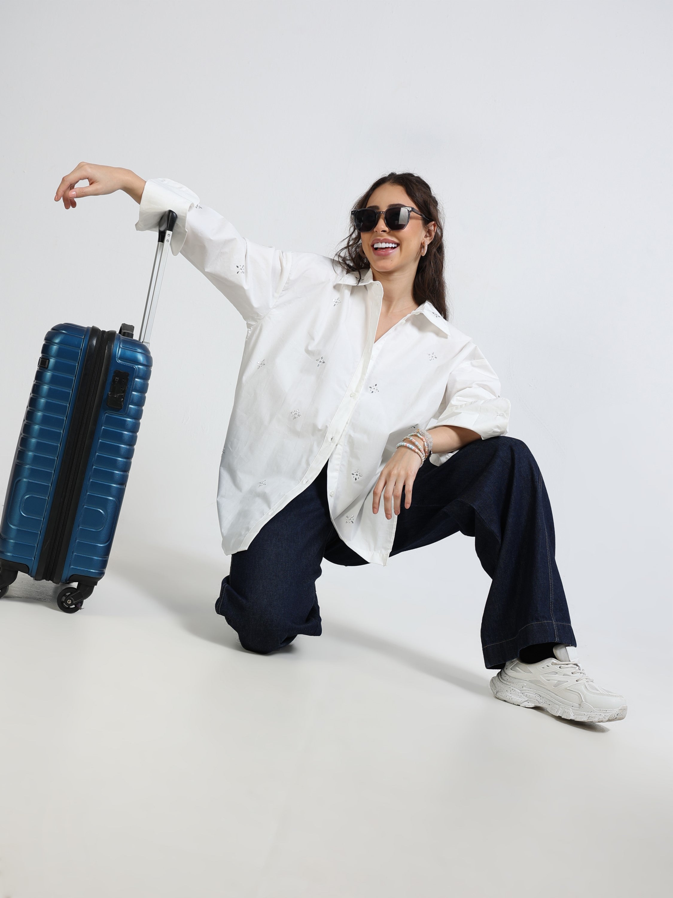 Women Embellished Oversized Shirt