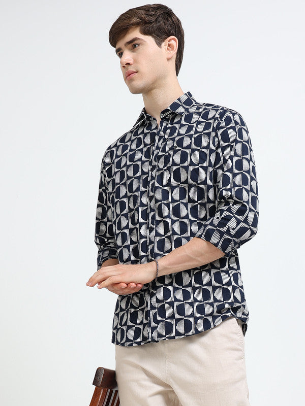 Men Navy Casual Shirt