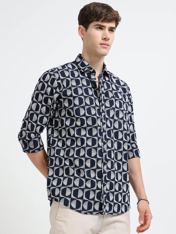 Men Navy Casual Shirt