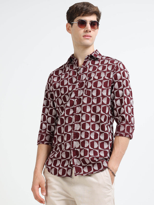 Men Maroon Casual Shirt