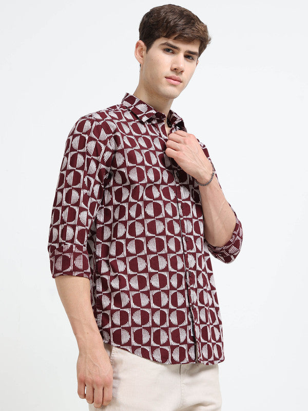 Men Maroon Casual Shirt