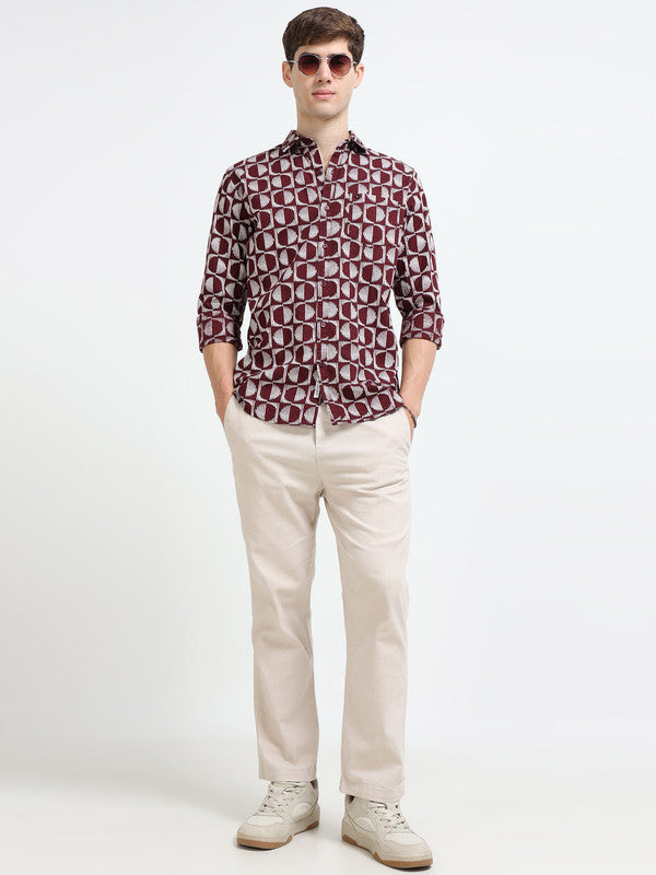 Men Maroon Casual Shirt