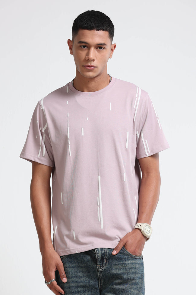 Men Pink Premium Abstract Line T-Shirt
