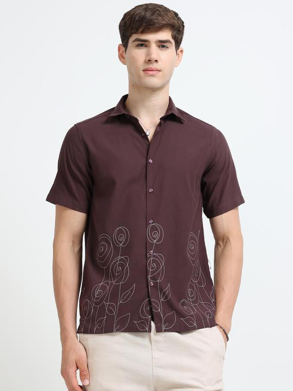Men Maroon Casual Shirt