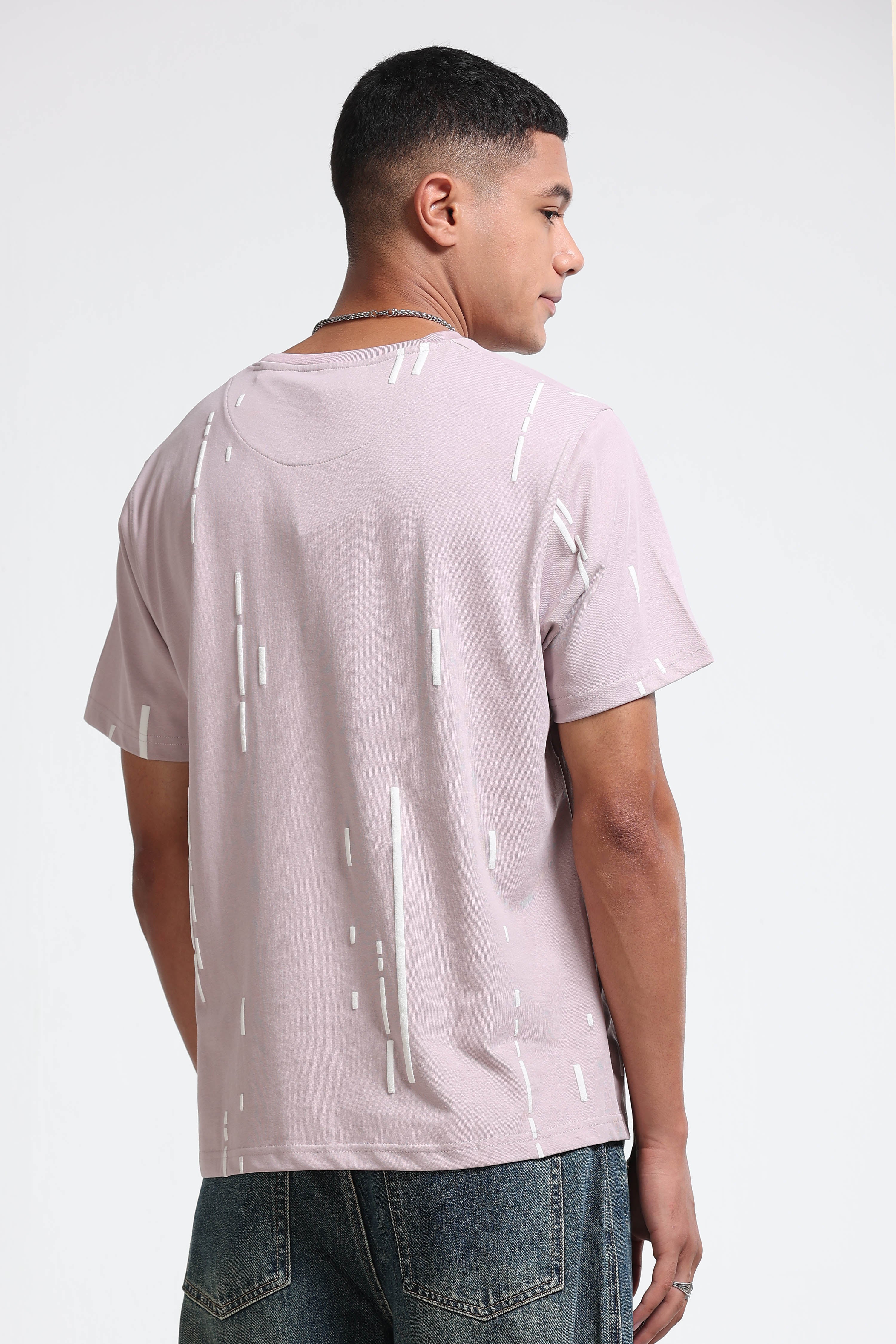 Men Pink Premium Abstract Line T-Shirt
