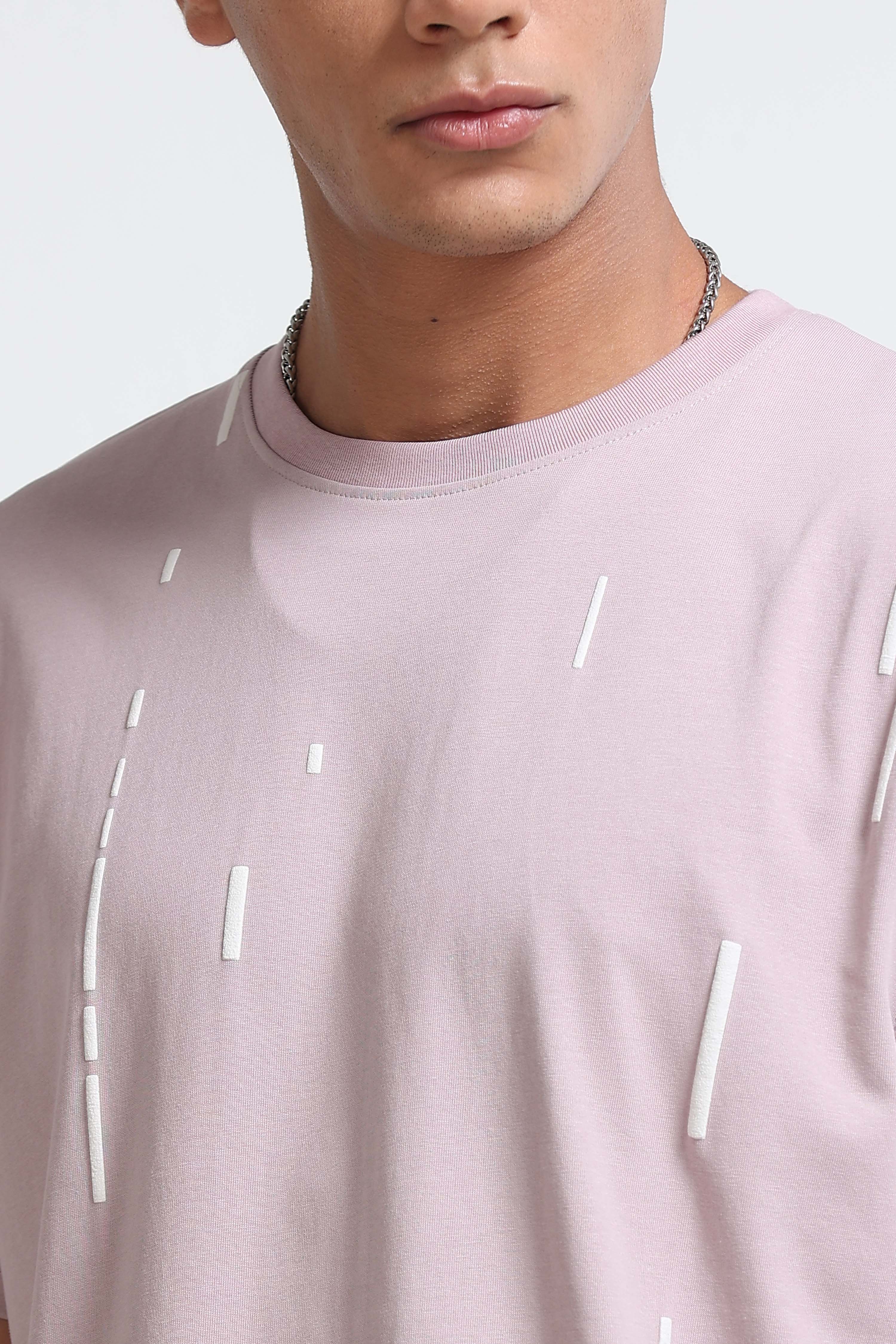 Men Pink Premium Abstract Line T-Shirt