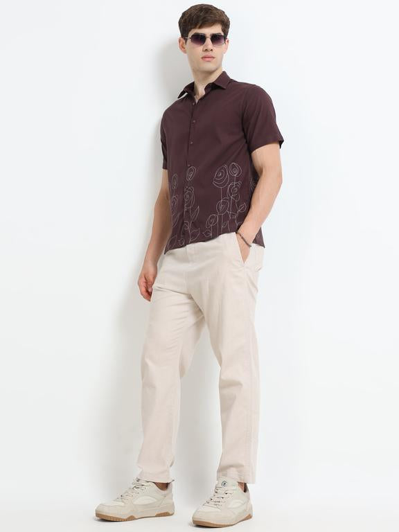Men Maroon Casual Shirt