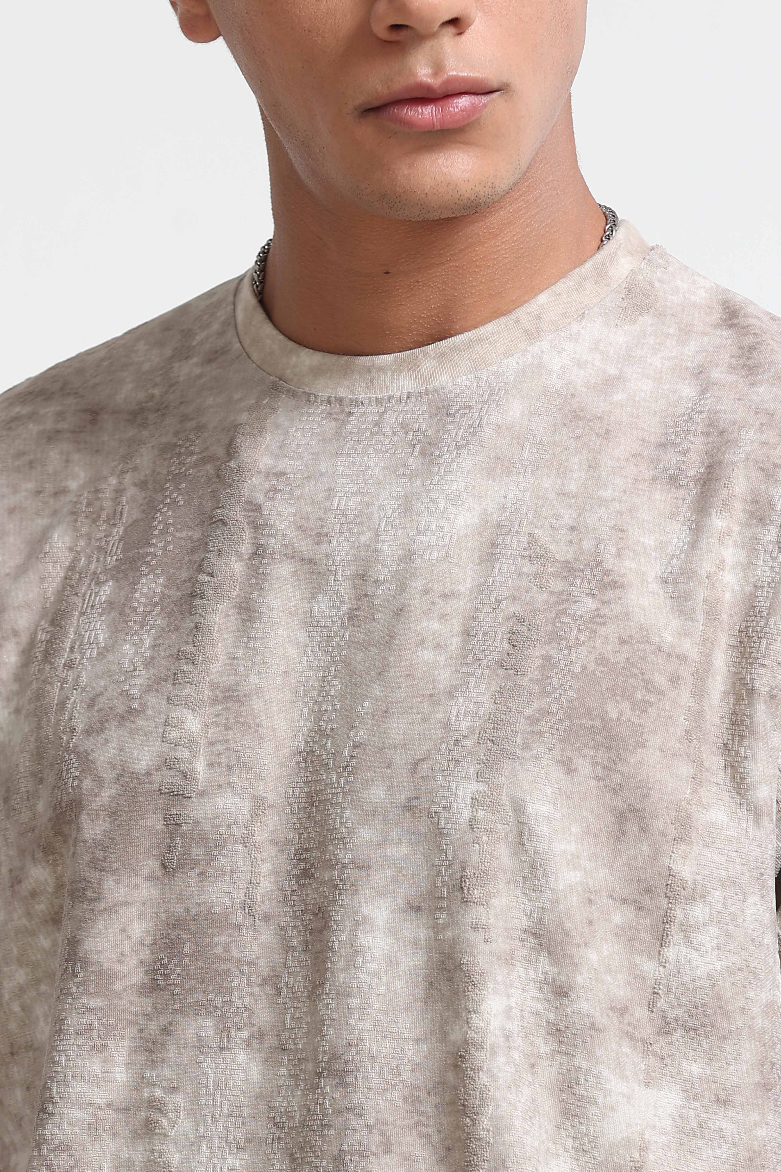 Men Beige Casual Relaxed Fit T-Shirt
