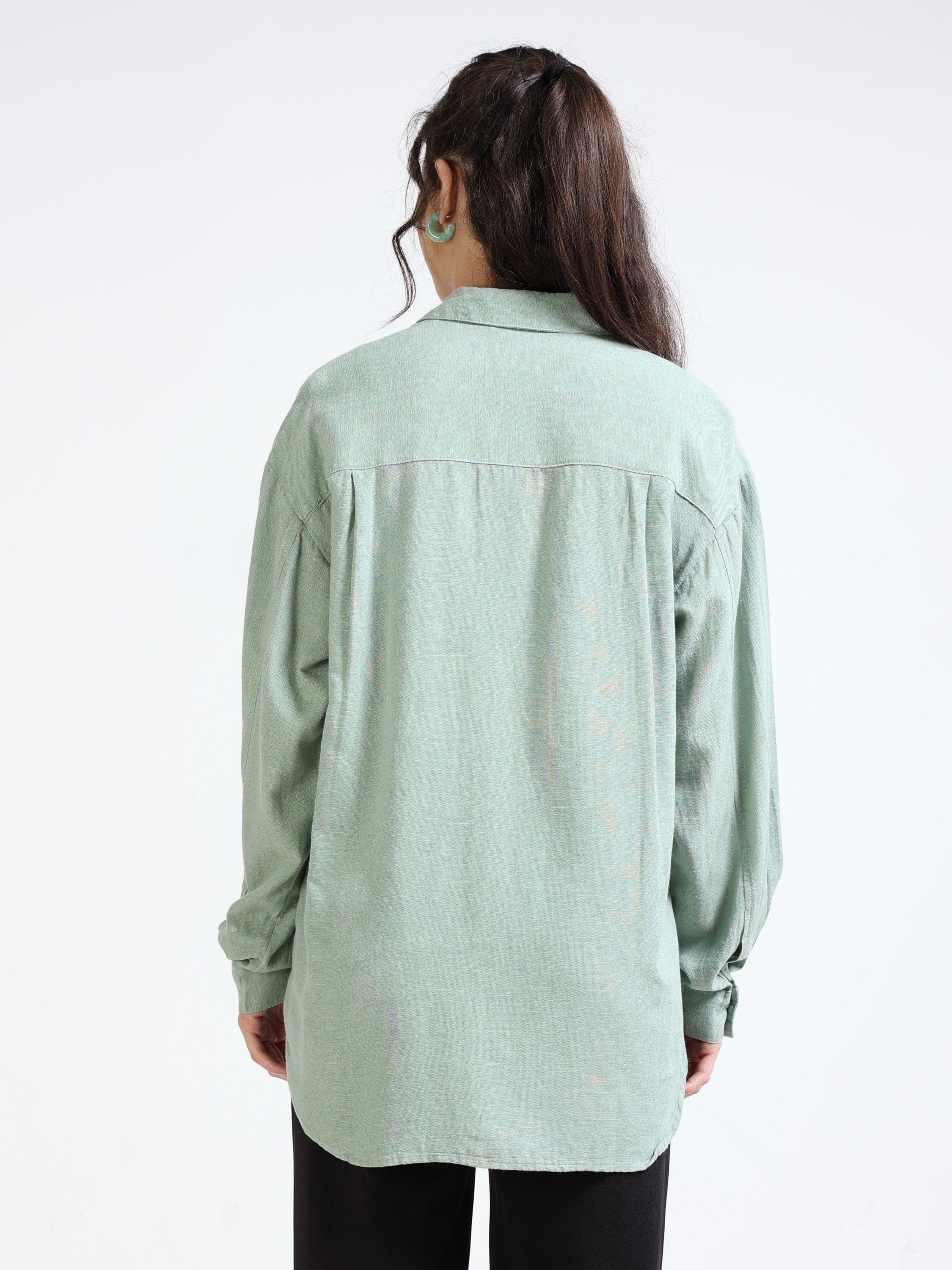 Women Pistachio Oversized Shirt