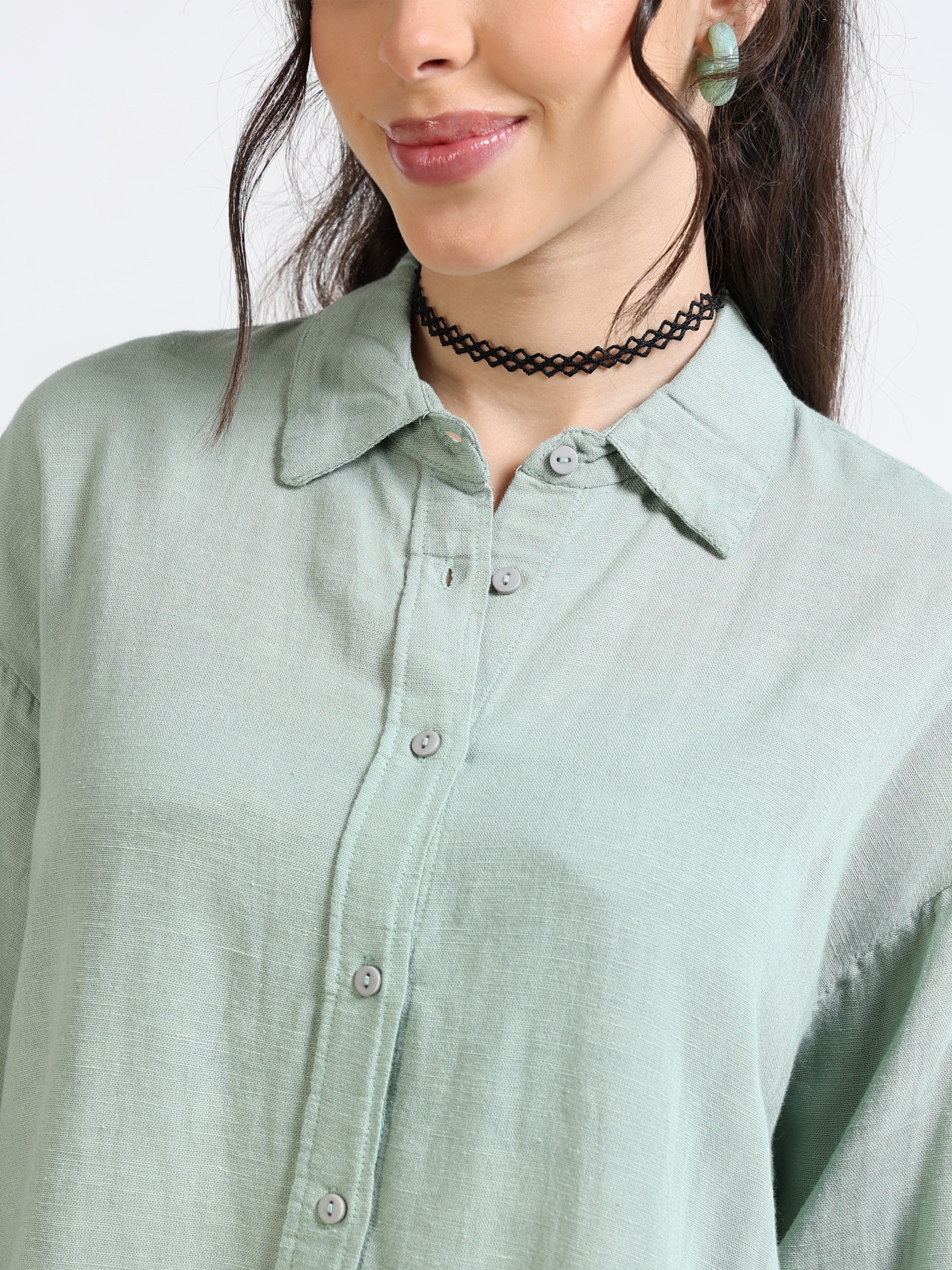 Women Pistachio Oversized Shirt