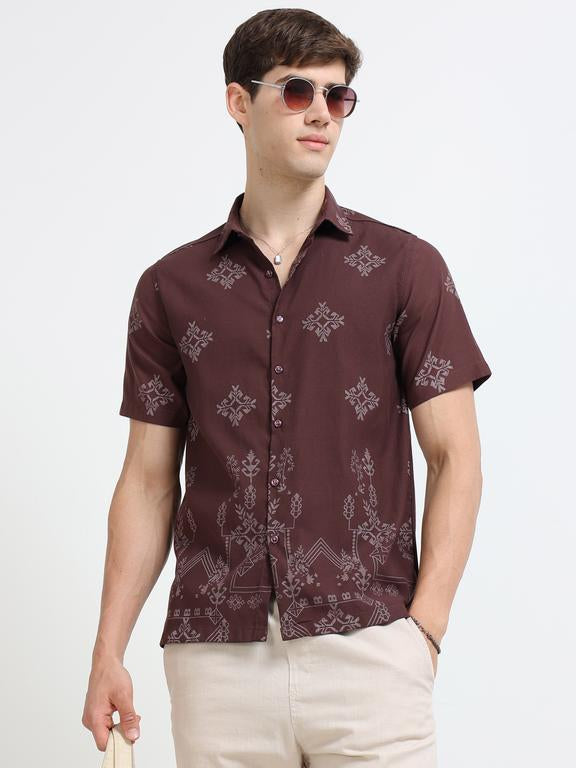 Men Maroon Casual Shirt