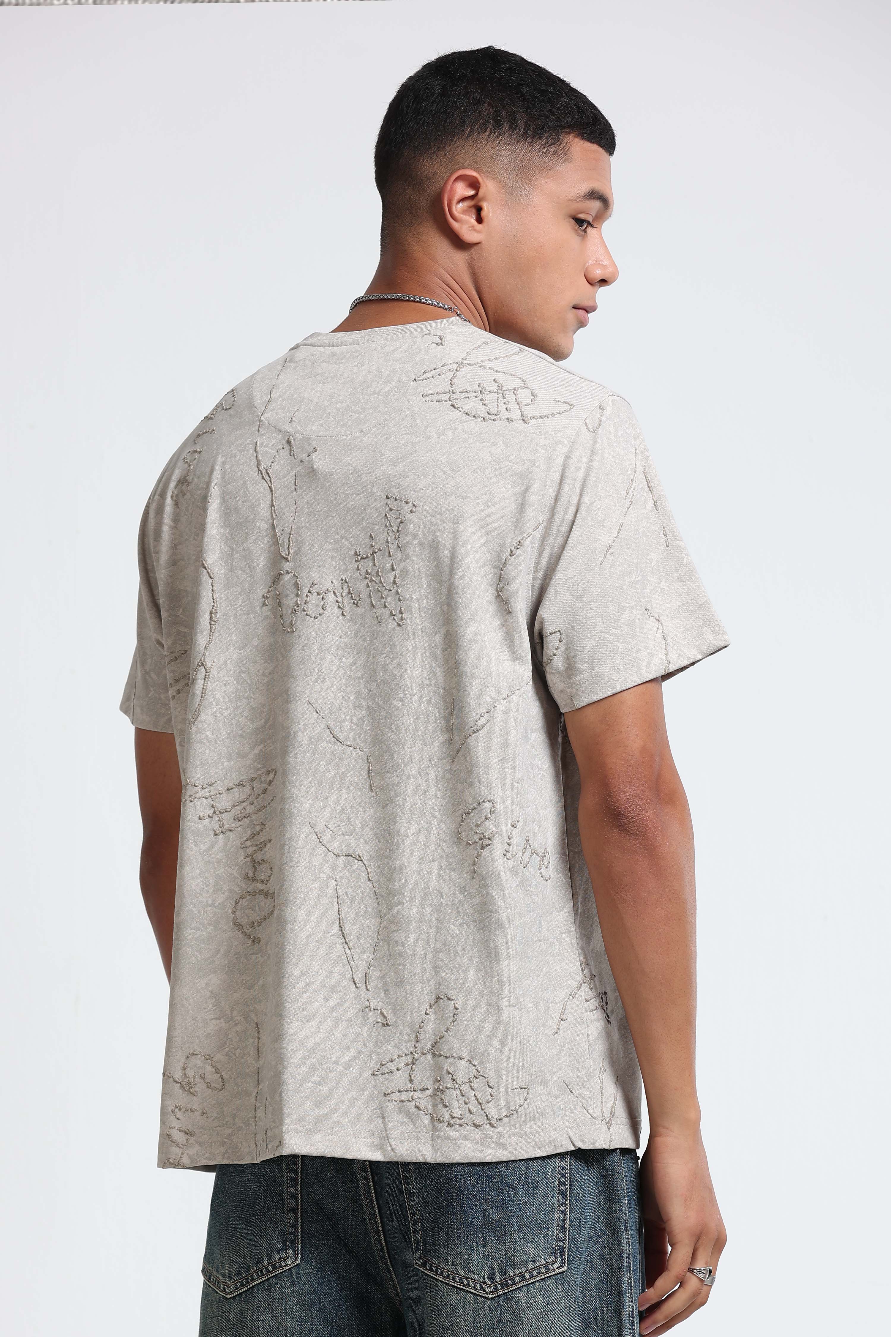 Men Beige Relaxed Fit T-Shirt