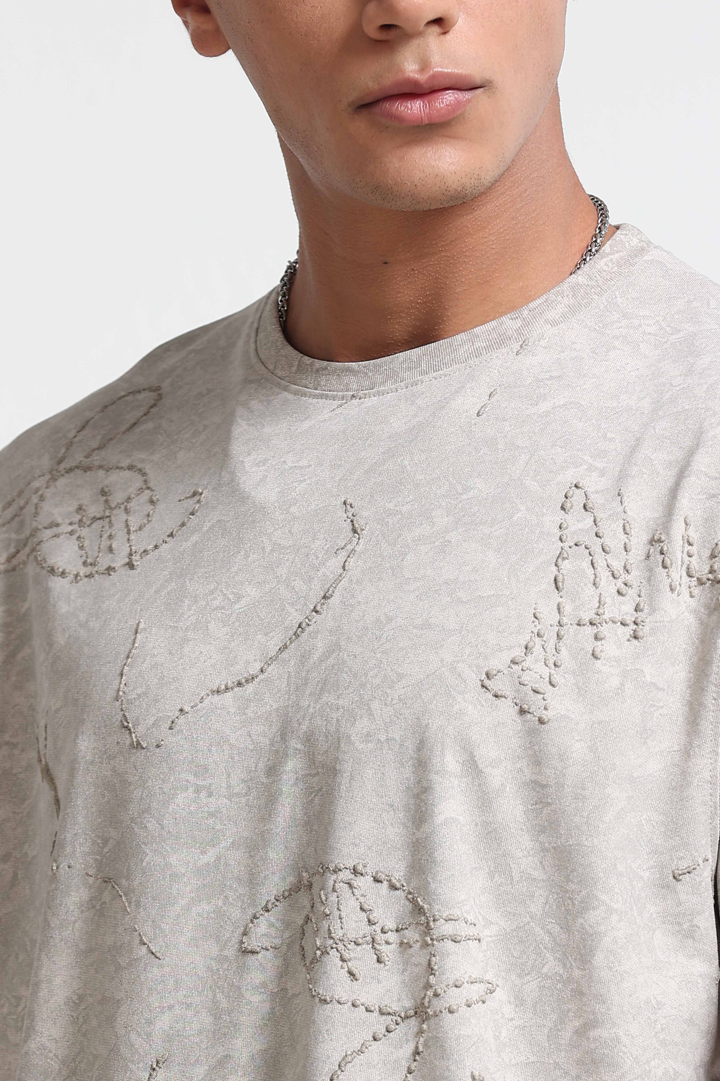 Men Beige Relaxed Fit T-Shirt