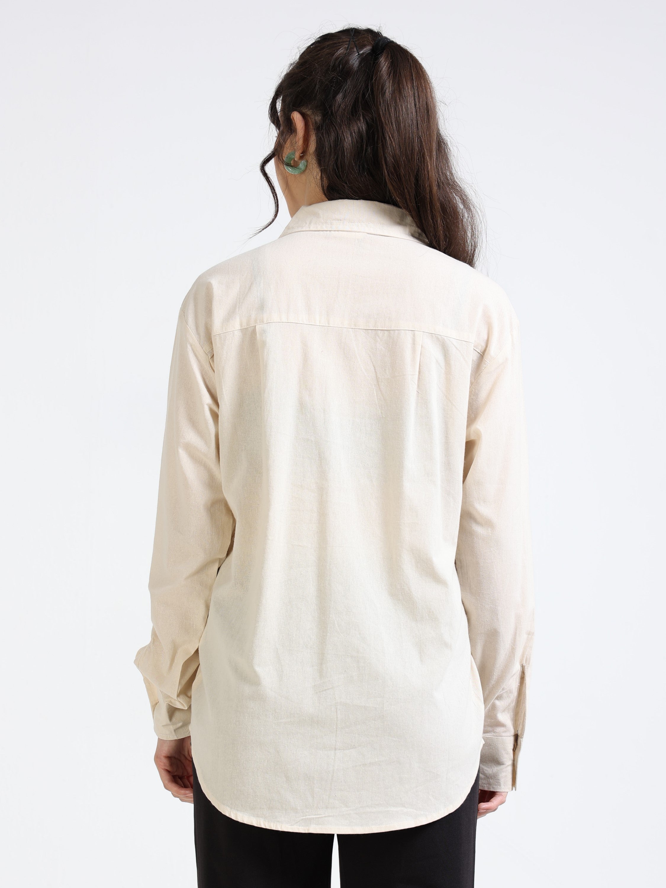 Women Cream Regular Fit Shirt