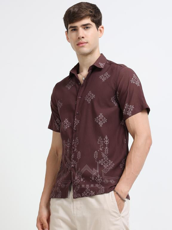 Men Maroon Casual Shirt