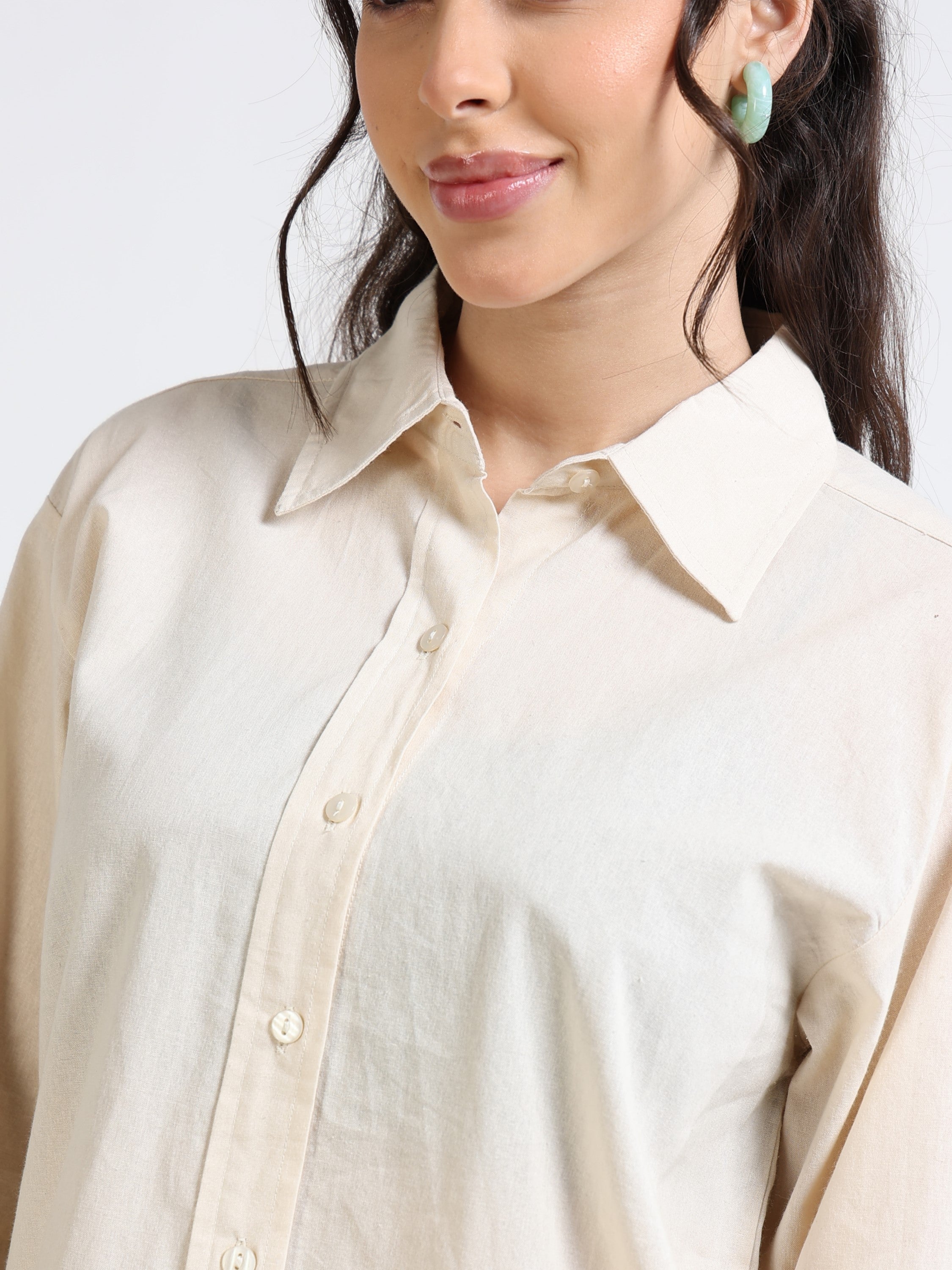 Women Cream Regular Fit Shirt