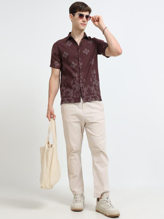 Men Maroon Casual Shirt
