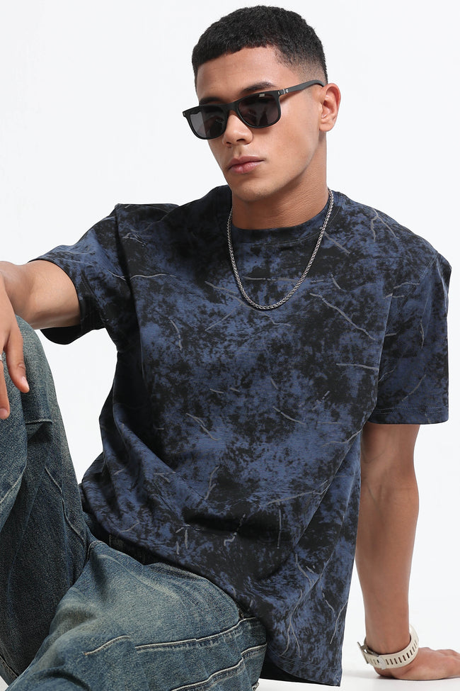 Men Blue Premium Self Designed T-Shirt