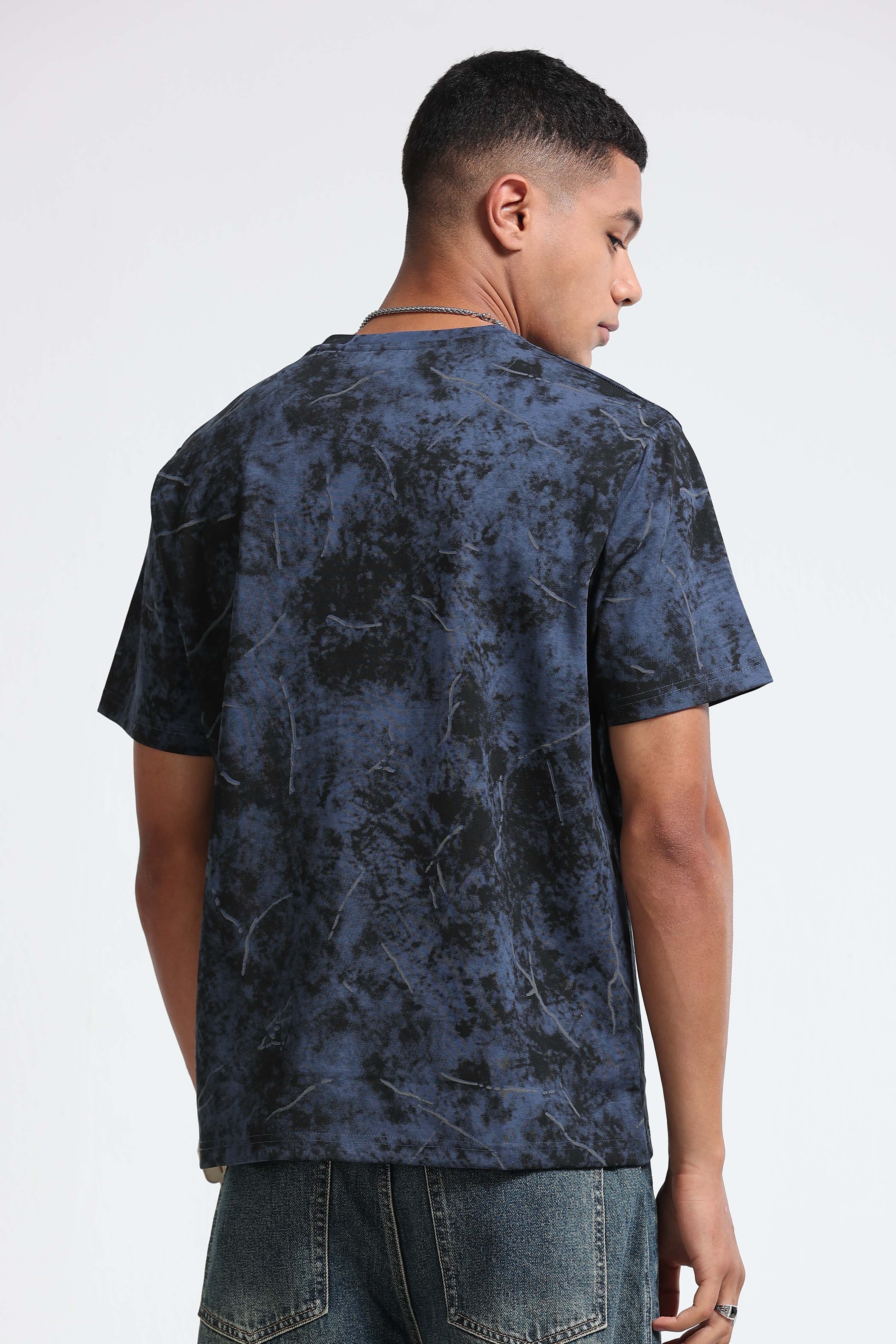 Men Blue Premium Self Designed T-Shirt