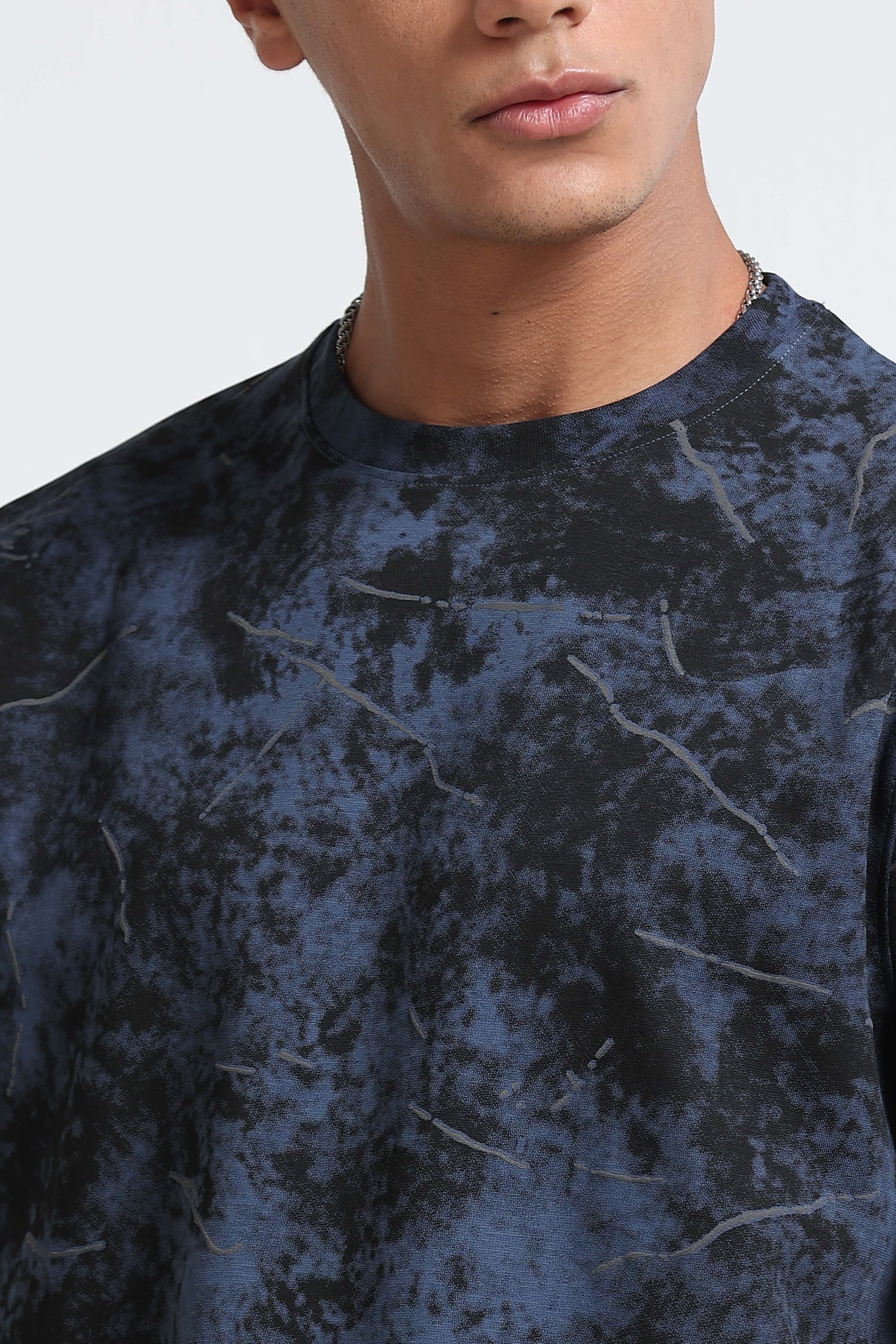 Men Blue Premium Self Designed T-Shirt