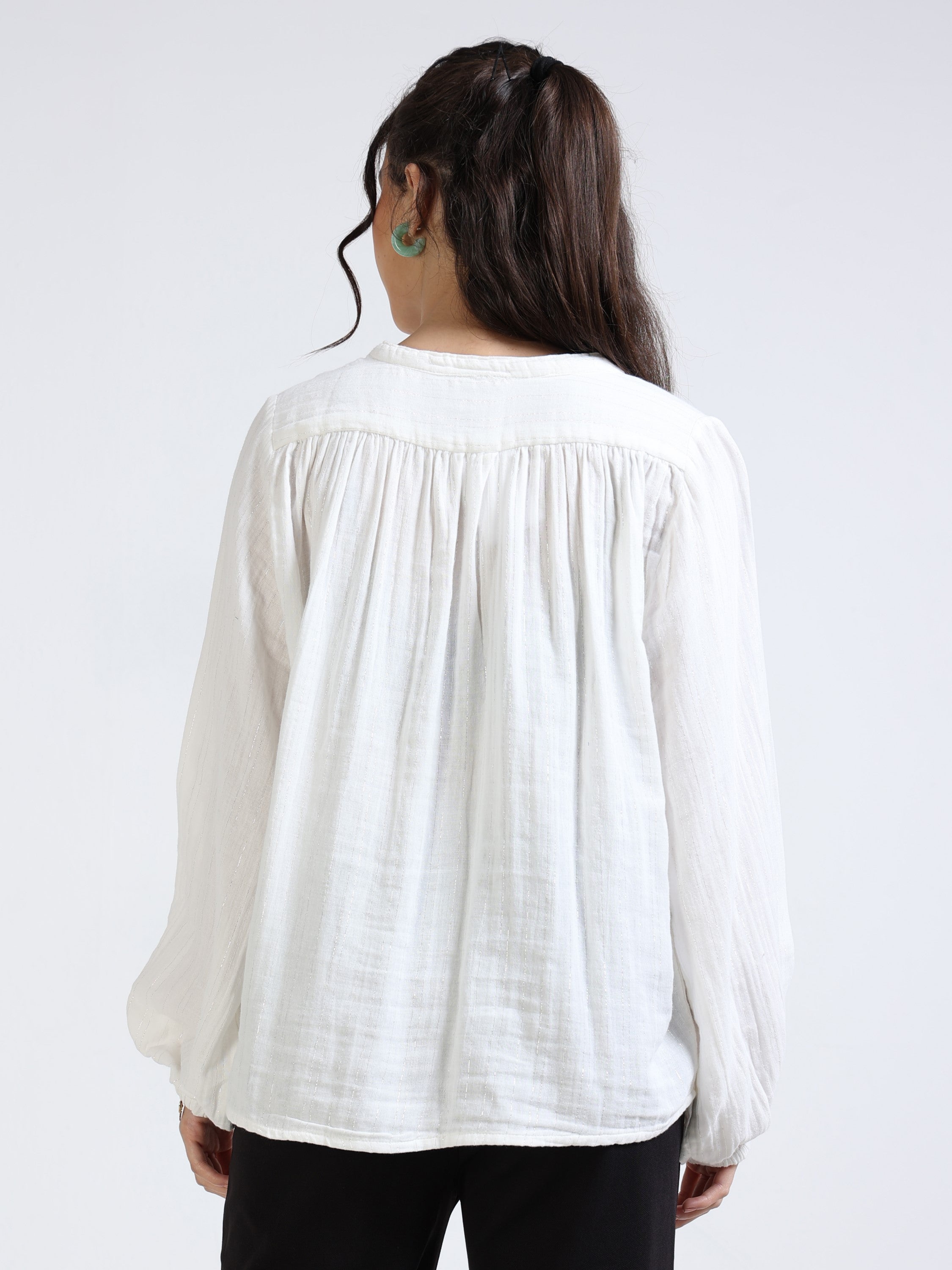 Women White relaxed Fit top with Lurex blend